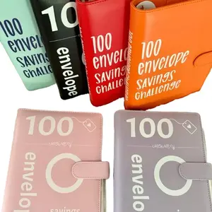 100 Envelopes Money Saving Challenge A5 Binder with Cash Envelopes Budget Book to Save $5050 in 100 Days, Ideal for Budget Planning Money Management Organizer Pvc Durable e Planner sketchbook bible study supplies cute office supplies for work