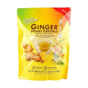 Prince of Peace Ginger Honey Crystals Assorted Flavors - 30 Packets (18g each) - Instant Ginger Tea for Warmth, Soothing Menstrual Cramps, Cold Relief & Easy Brewing