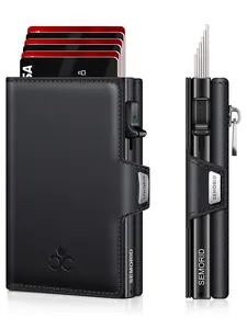 Men's Business Casual Card Holder, Ultra-thin Aluminum Card Holder, Rfid Blocking Card Holder for 12 Cards & Cash