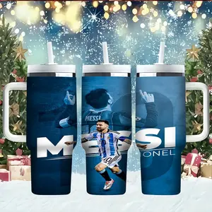 1pc 40oz Messi,Stainless Steel Tumbler,Durable,Portable,High-quality materials,Perfect for Hot & Cold Drinks, Ideal for Home, Travel & Outdoor Use,It is suitable to be given as a gift to family members and friends, Quencher Tumbler