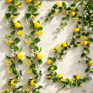 1/2 Pcs This lemon decor hack changed my entire room aesthetic! Artificial Lemon Garland - Hanging Fake Lemon Vine with Flowers & Leaves for Summer Decor Lemon Decor