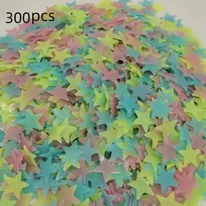Mixed Color Star Shaped Sticker, 300pcs/set Glow in the Dark Star Sticker, DIY Decorative Sticker, Decoration Sticker for Home Bedroom Living Room