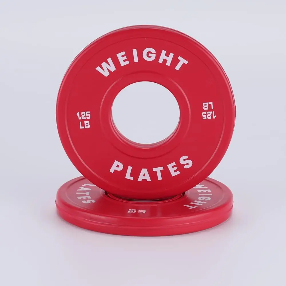 1.25LB 2PCS Change Plate, Fractional Weight Plates Set, Micro Incremental Rubber-Coated 2" Bumper Plates for Olympic Barbells, Strength Training, Red