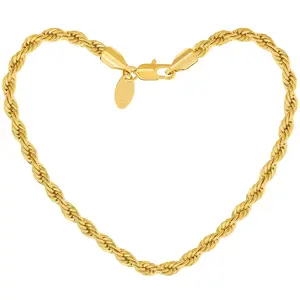 LIFETIME JEWELRY 5mm Diamond Cut Rope Chain Bracelet 24k Gold Plated for Women and Men (Gold, 7 inches)