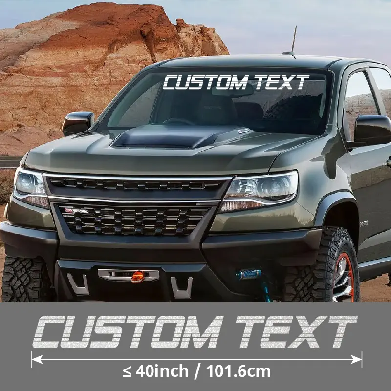 1pc Customizable Your Text Windshield Banners Reflective Car Decal, Alphabet Theme Vinyl Sticker with Glitter, Irregular Shape, Matte Finish, Glass Surface Compatible, Self-Adhesive Mount, Single Use [CZ00018], Auto Accessory, Vehicle Decoration, Geometri