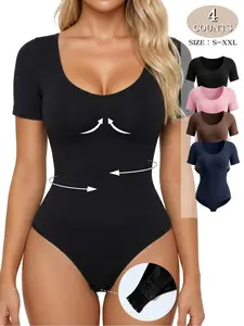 Women's Waist Control Jumpsuit Set, Round Neck, Seamless Comfort, Soft Elastic Fabric, Perfect for Daily Wear, All Seasons