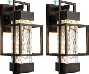 Modern Outdoor Light Fixtures Dusk to Dawn Outdoor Lighting， 15" Exterior Wall Sconce Waterproof Outside Porch Light for House with Water Glass