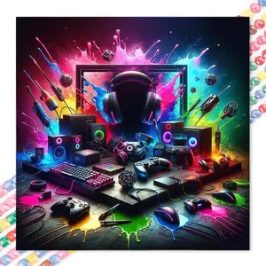 1pcs 5D DIY diamond painting kit, 5D diamond art set, DIY decoration, game equipment, color splash, earphones, diamond painting kit full round drill DIY, mosaic, diamond art, DIY art home decoration, suitable for Halloween and Christmas, Handcraft