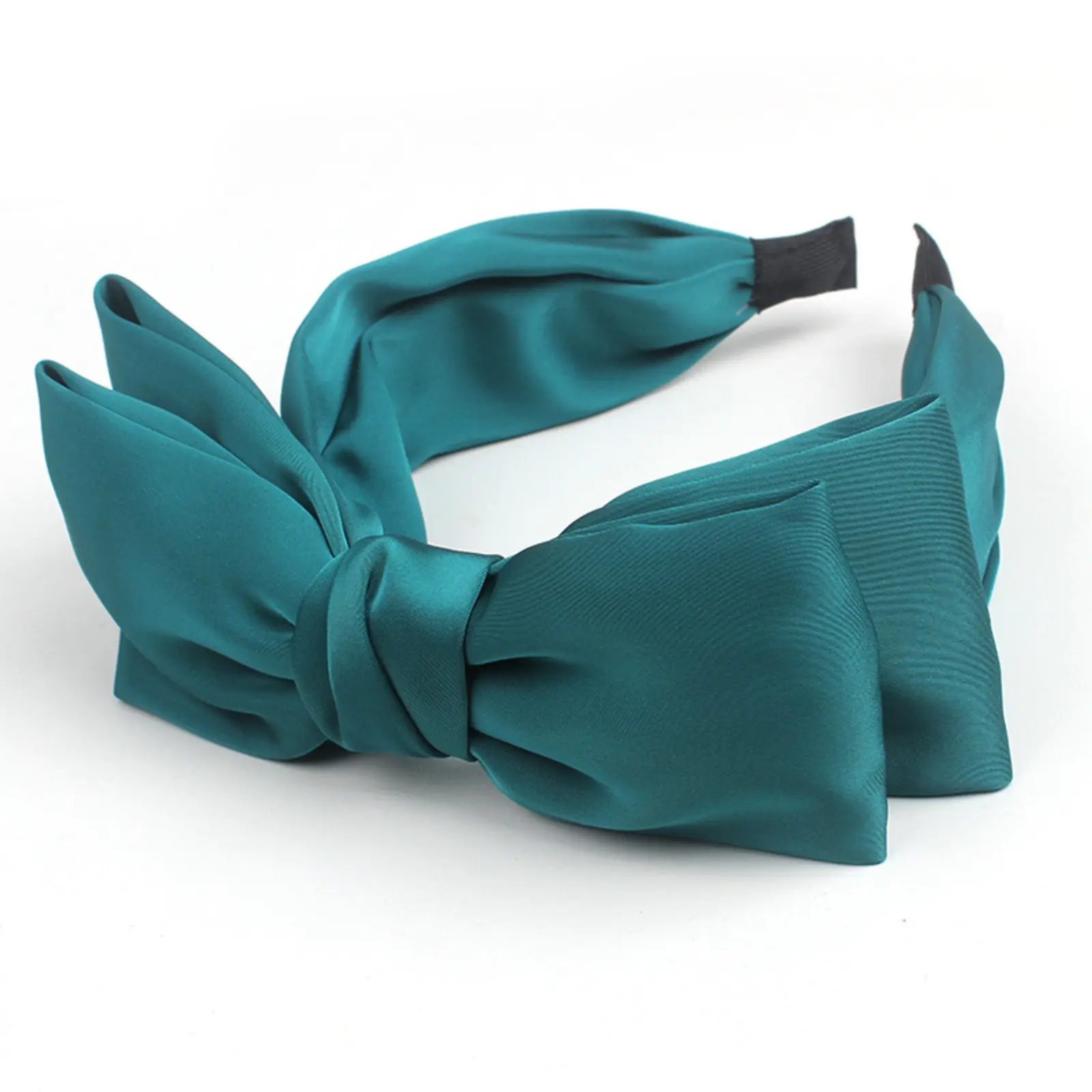 Vintage-Style Double-Layer Satin Fabric Ribbon Headband, Mini Bow Hairband with Clip - Elegant Women's Hair Accessory, Fabric Ribbon Headbands, Mini Bow Headbands