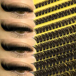 200pcs Faux Mink Clustered Eyelashes: 8-16mm Curly DIY, 80D Fluffy Full Clusters, Reusable, Artist Makeup Tool Kit Standard