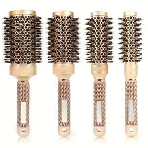 4pcs Women's Styling Roll Comb Set, Nano Heat Ceramic & Ion Technology, High Temperature Professional Round Hair Brush, Thermal Blowout Brush, Curly Bangs & Waves