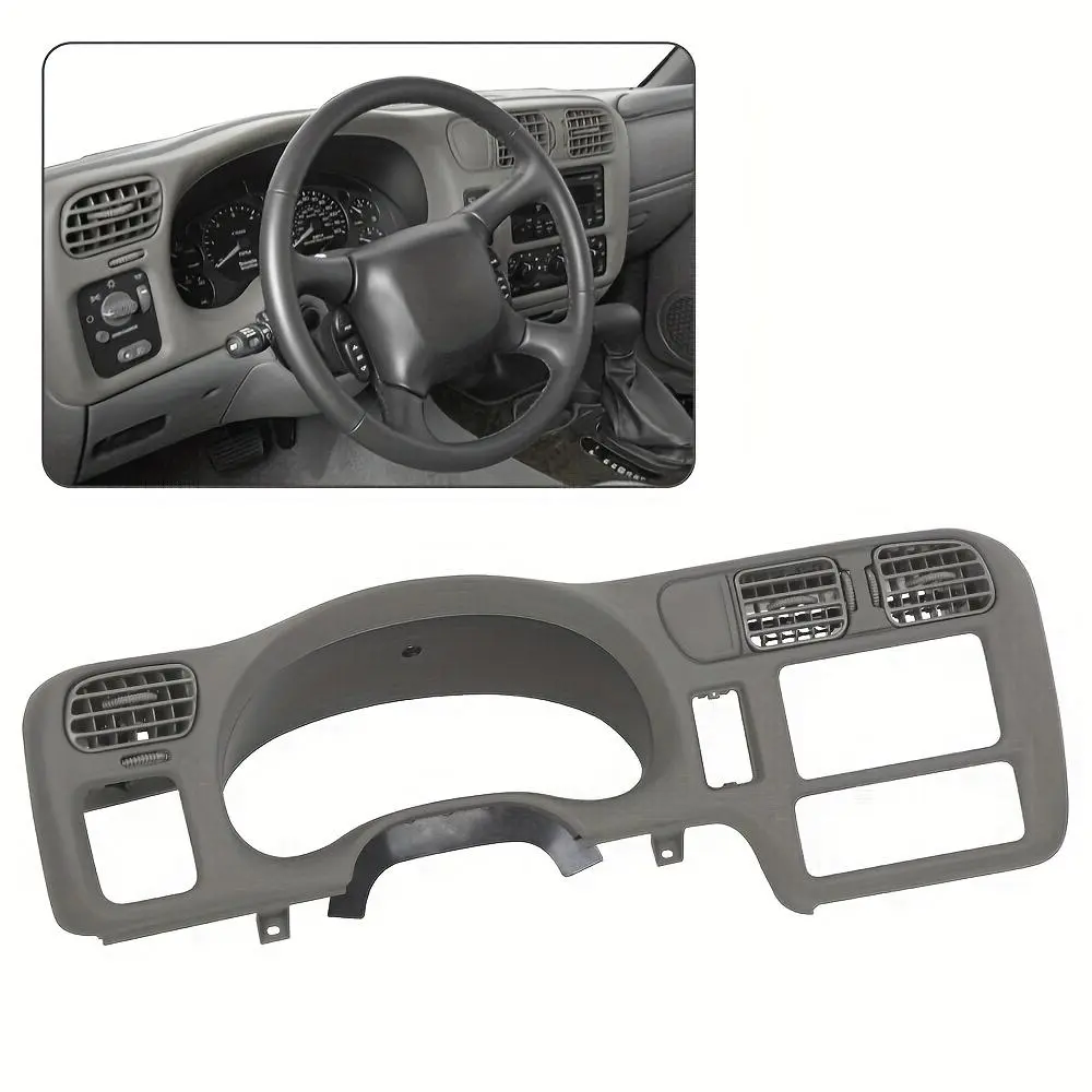 Gray Double Din Radio Bezel for Chevy/GMC SUVs - 1 x Instrument Cluster Bezel with Mounting Clips, Screw Mounting Holes, Switch Screw Bosses, Compatible with 1998-2004 Chevy S-10, GMC Sonoma, Jimmy, Blazer, For Blazer Jimmy Sonoma S10