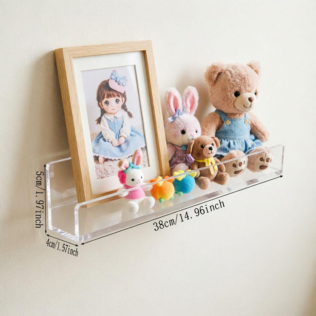 Bathroom wall mounted storage rack, perforated acrylic storage rack, kitchen multifunctional extendable seasoning rack, photo frame, aromatherapy, storage rack, figurine display rack, cosmetics storage rack 16.14×2.76×2.36 inch