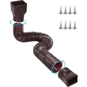 Rain Gutter Downspout Extensions, Downspout Extender for Rainwater Drainage Flexible, Down Spout Drain Extension Pipe and Extendable from 21 to 66 Inches (Brown)