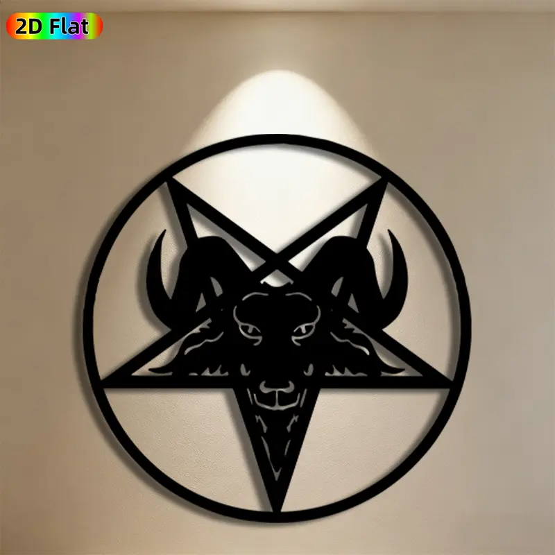 1pc Baphomet Pentagram Metal Wall Art,Baphomet Pentagram Statue Mural, Ideal Gift for Halloween, Halloween Enthusiasts, Rust-Resistant Metal Wall Decor Wall Sculptures, Perfect for Home Wall & Garden Fence, Occult Decor Enthusiasts