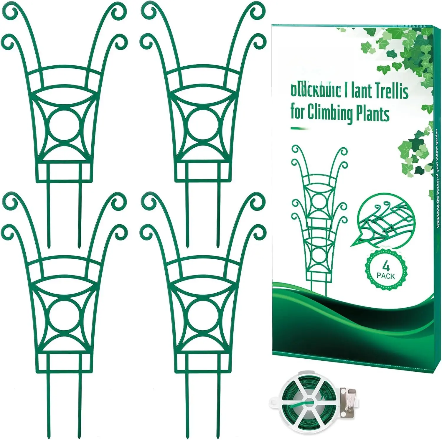 4 Pack Stackable  Trellis for Climbing , Indoor/Outdoor Garden Trellis,  Support for Vine Ivy Hoya & Houseplants Flower