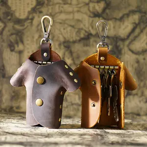 Creative Crazy Horse Leather Clothes-shaped Key Bag, Simple Waist Hanging Key Pouch, Cute Genuine Leather Key Card Holder
