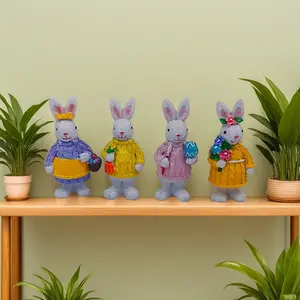 Easter Bunny Ornament, Cute Home Party Decor, Includes Carrot and Egg Elements, Festive Gift, Seasonal Decoration, Kids' Toy