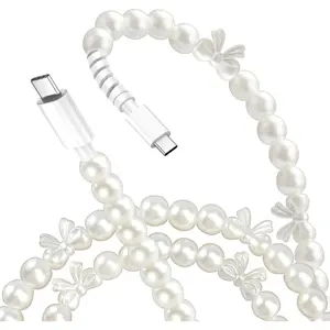 USB C to USB C Cable for iPhone 16 Charging Cord 3.3FT Beaded iPhone Charger Cord for iPhone 16 15 Plus Pro Max 16E Bowknots Type C Charger Fast Charging Cable for Samsung Galaxy S25 S24 iPad 10th