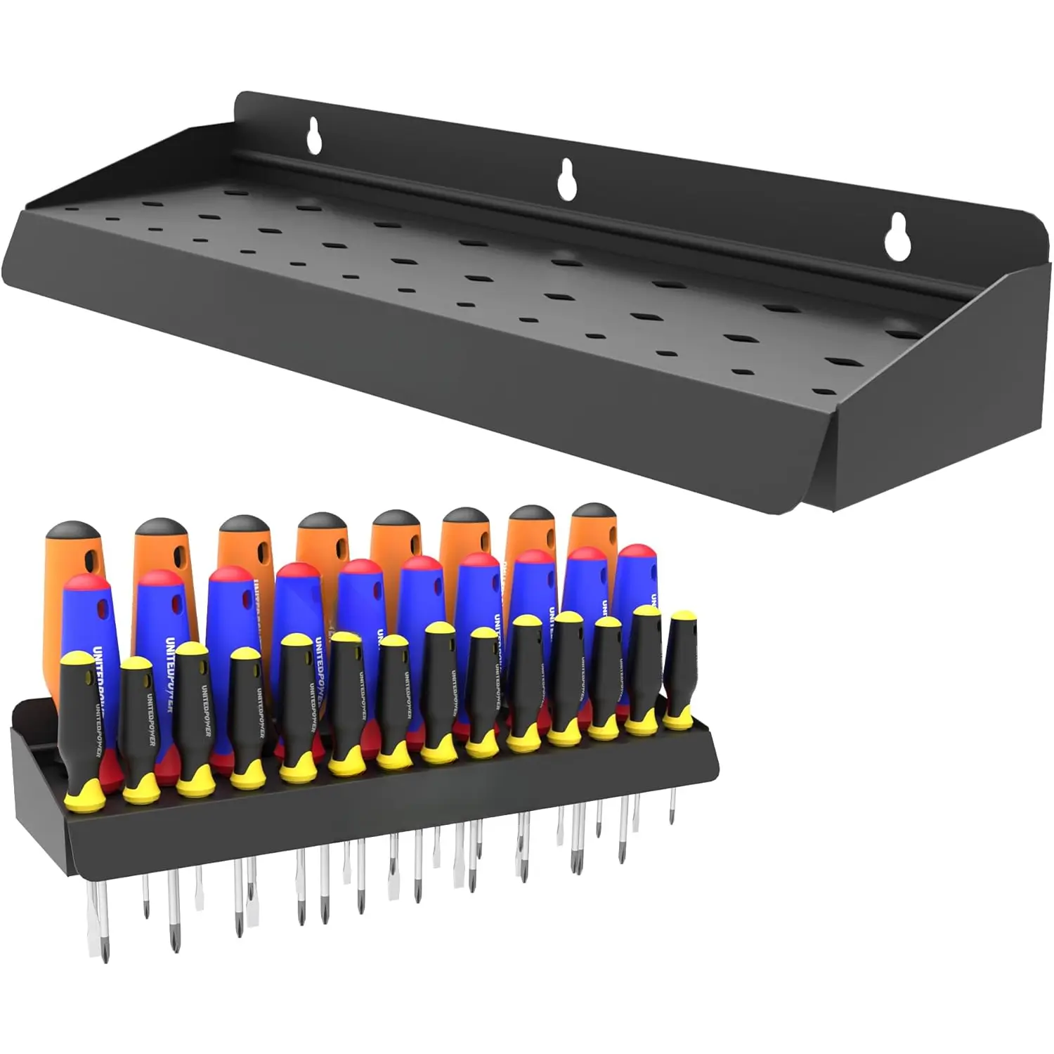 Holder, Wall Mount Storage Rack Organizer for Workshop, Shed, Garage, Home, Stores up to 32 Screwdrivers or Small Tools