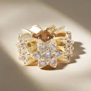 CZ Micro Pave Floral Threader Charm - Compact Design for Crafting and Sewing