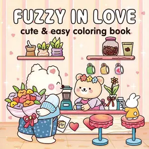 A coloring book featuring cartoon characters, designed to relieve stress, containing decorative patterns, toy elements, and picture collections. The cover is made of high-quality soft leather, with simple and bold patterns that are easy to color. It showc