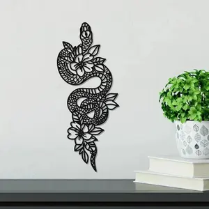 Snake & Flower Pattern Wall Art, Boho Style Iron Wall Decor, Wall Decor for Home Living Room Bedroom Garden, Home Decor