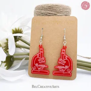 Scientific Allure: Microscope Dangle Drop Earrings from Women in Science Series