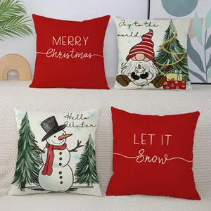 Cartoon Christmas Themed Pillow Case, 4 Counts/set Soft Square Pillow Cover without Filler, Home Decor for Living Room Bedroom