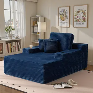 CAODOC Boneless Chaise Lounge Upholstered Sofa Bed Couches with Throw Pillows, 54" Deep, Soft Corduroy, Viral Couch,No Assembly Required, Indoor Sleeper Chair,Big Comfy Couch