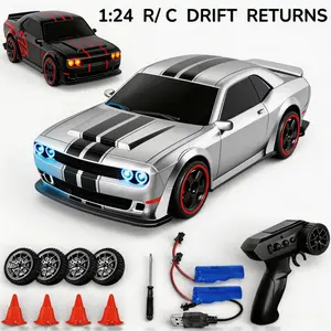 1:24 RC Dodge Hellcat 4WD High Speed Drift Car with LED Lights Kids Toy Gift for Indoor Outdoor Racing