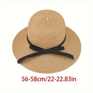 SummerVibes Straw Sun Hat for Beach Travel Vacation, Oversized Wide Brim Floppy Hat with UPF 50+, Foldable Packable Summer Hat for Women for Camping Seaside Pool Party