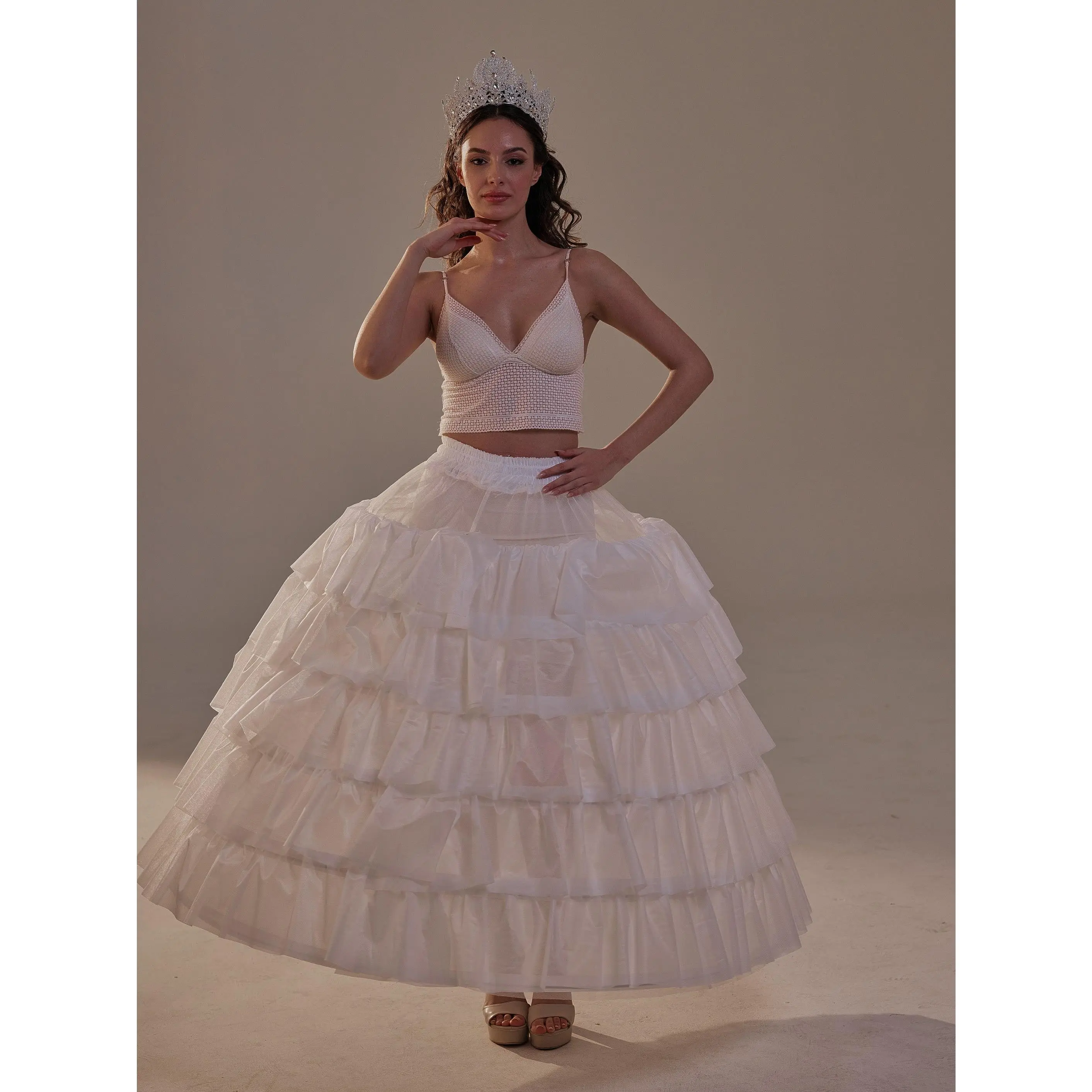 Short Ruffled Layered Hoop Skirt , Quinceañera & Wedding Underskirt