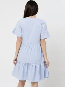 Cute Nursing Dress - Breastfeeding Dresses- Bell Sleeve Periwinkle