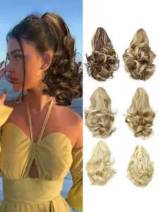 Women's Short Synthetic Hair Extension Clip-In Ponytail, High Volume Fake Hairpiece for Daily Use & Stylish Look, Durable Design, Synthetic Hairpieces