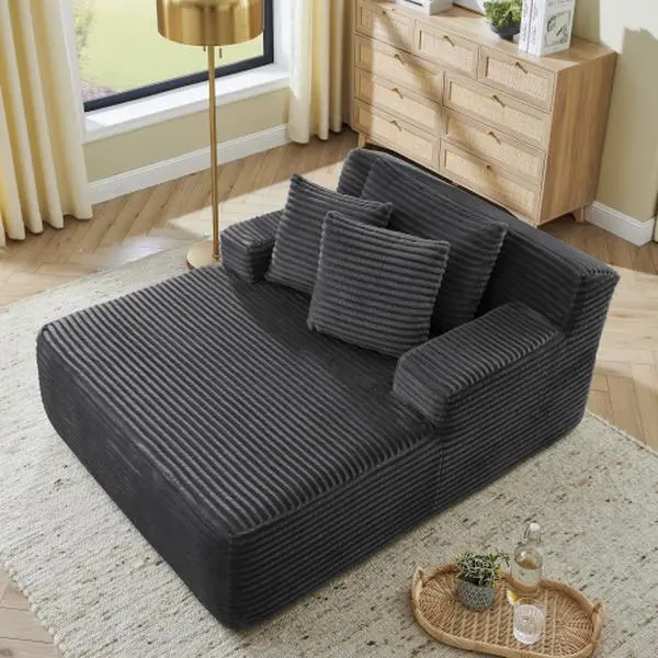 Bellemave Classic 1-Person Compact Velvet Lazy Sofa Lounge Chair - 1-Piece Foam, Modern Fluffy, No Assembly Required, Indoor Living Room Furniture, One-Piece Foam