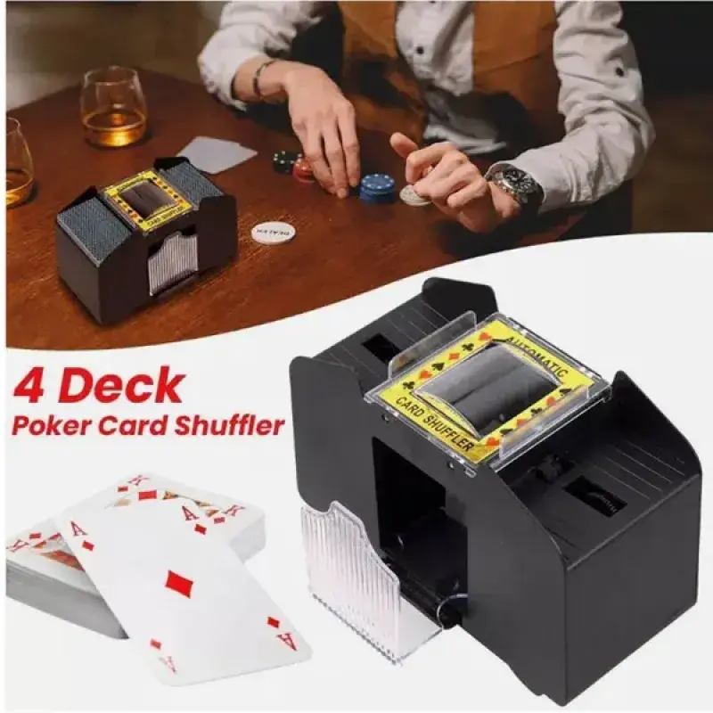 Electric Card Shuffler, Automatic Playing Card Shuffler for 4 Decks, Poker Card Shuffling Machine, Casino Style Card Mixer
