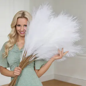 30pcs White Pampas Grass - 27/21 Inch Faux Pampas Grass Decor, Artificial Fake Plants, tall pampas grass for floor vase for Wedding Flower Arrangement, Party Decorations, Christmas and Boho Decor Home Decoration