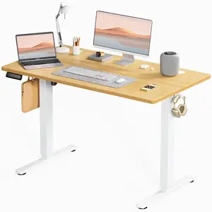 Ergonomically, the height-adjustable desk can be lifted. The computer workstation with T-shaped metal bracket is suitable for home office, and the wood color of the standing desk can be adjusted.