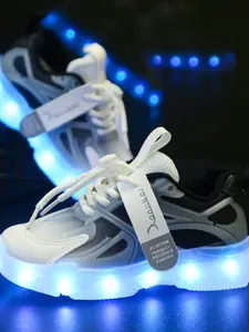 16 Color Modes USB Rechargeable LED Light Up Shoes for Kids Boys Girls, EUR 22-37 Breathable Mesh Glow Sneakers, Unisex Toddler/Little/Big Kids Luminous Performance Dancing Party Shoes, Lightweight Anti-Slip Lighted Athletic Street Dance Gifts