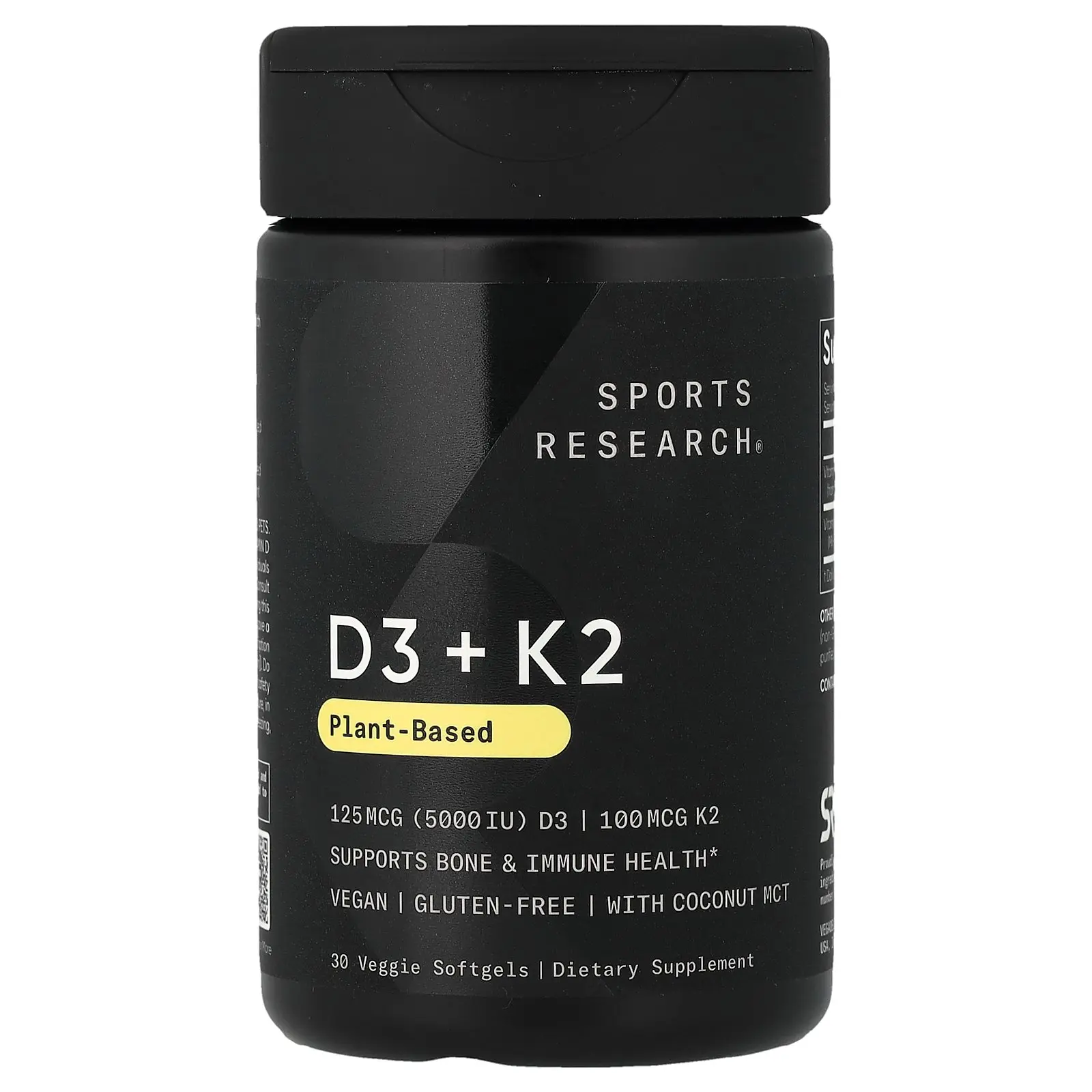 Sports Research D3 + K2, Plant-Based, 30 Veggie Softgels