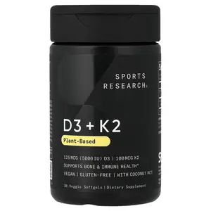 Sports Research D3 + K2, Plant-Based, 30 Veggie Softgels
