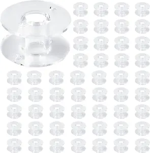 50 Pack Clear Plastic Sewing Machine Bobbins Class 15 Sewing Bobbins Compatible for  Singer Janome Kenmore Machines Style SA156 Transparent Bobbins Spools Embroidery Bobbins Sewing Accessories