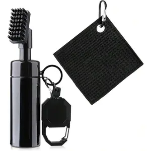 Golf Club Cleaner Brush With Retainer Clip, Golf Towel And Squeeze Bottle Design - Anti Leak Refillable Reservoir Tube - Essential Golf Accessories Best Golf Gifts