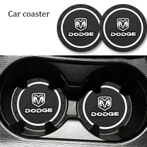 Car Water Cup Holder Mat, Round Silicone Car Interior Accessories, Universal Anti-Slip Drink Coaster for Dodge Vehicles