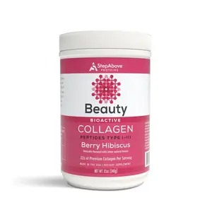 Bioactive Collagen Peptides for Beauty - 12 Oz. Berry Hibiscus Edible Dietary Supplement Healthcare Colagen Fitness Acid Biotin