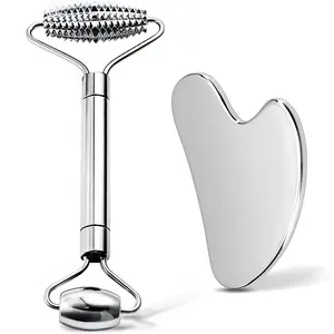 Guasha Facial Tool Set, Stainless Steel Face Sculpting Roller, Eye Massager, Skincare for Face, Chin, Jawline, Single Item