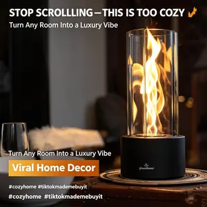 Viral Flame Lamp – Tabletop Fireplace for Cozy Aesthetic Room Decor | Smokeless Indoor Outdoor Fire Pit