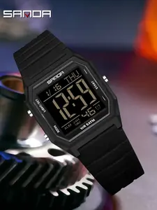Sanda Square Multifunctional Digital Watch, Waterproof Shockproof Luminous Sports Watch, Stopwatch Alarm Hourly Chime, Perfect Gift for Students