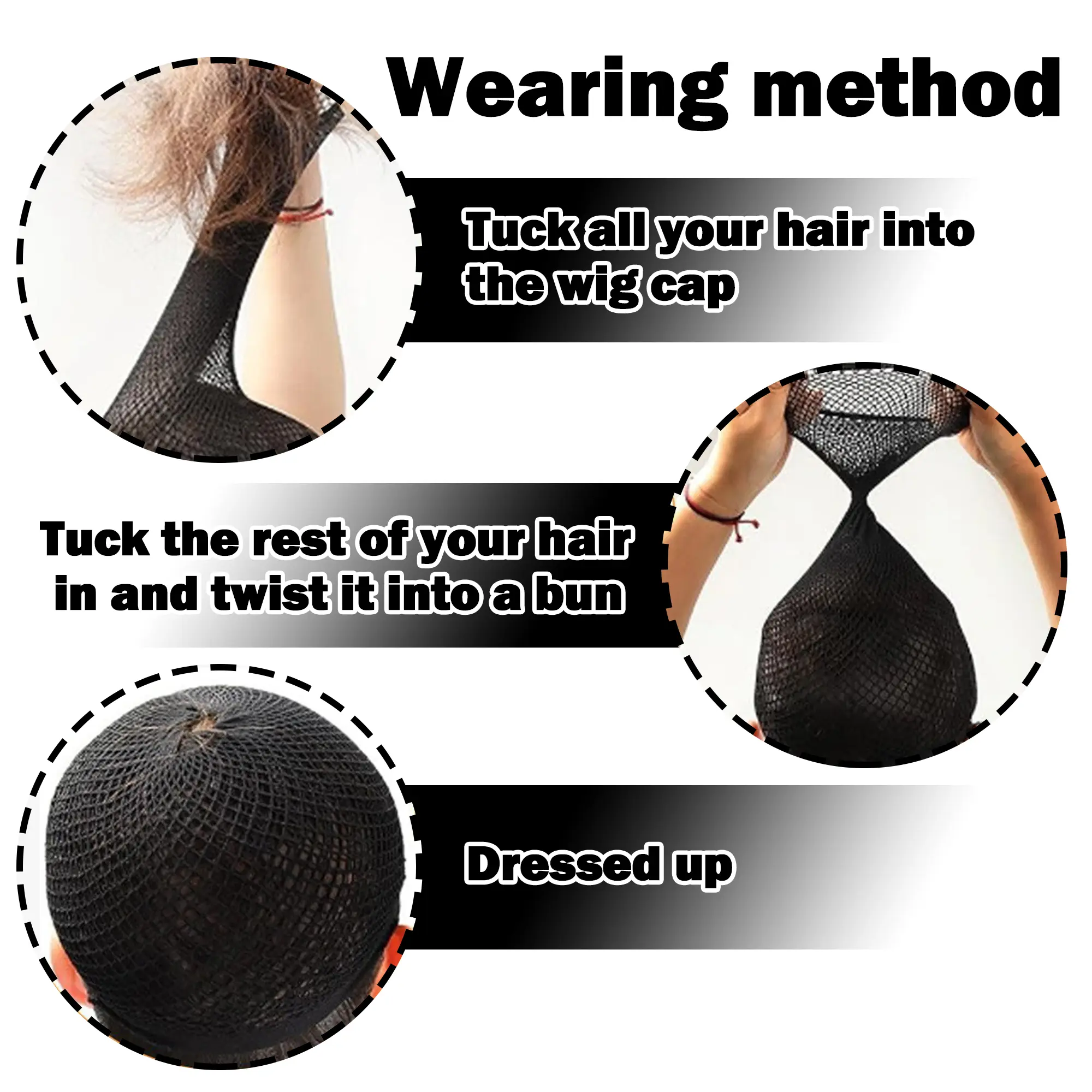 5 Counts Universal Hairnets & Styling Tools, breathable mesh fabric, sweat absorbing texture